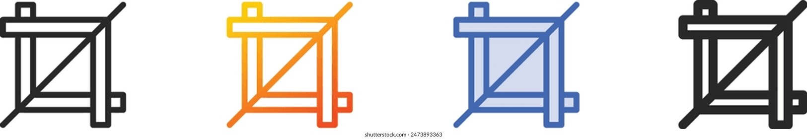 crop icon.Thin Linear, Gradient, Blue Stroke and bold Style Design Isolated On White Background
