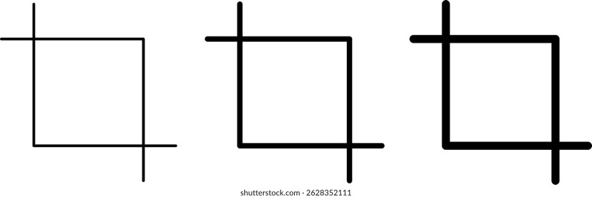 Crop image icon. user interface outline icons. Editable tool signs. Picture crops symbol