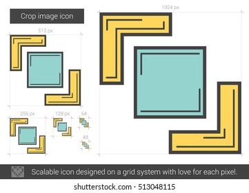 Crop image vector line icon isolated on white background. Crop image line icon for infographic, website or app. Scalable icon designed on a grid system.