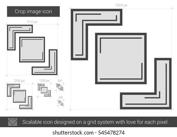 Crop image vector line icon isolated on white background. Crop image line icon for infographic, website or app. Scalable icon designed on a grid system.