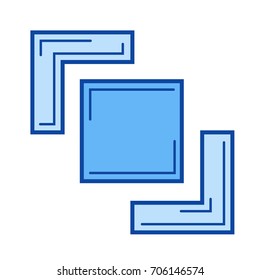 Recortar el icono de línea vectorial de imagen aislado en fondo blanco. Icono de línea de imagen recortada para infografía, sitio web o aplicación. Icono azul diseñado en un sistema de cuadrícula.