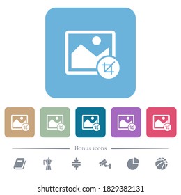 Crop image white flat icons on color rounded square backgrounds. 6 bonus icons included