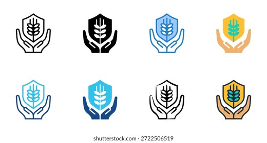 Crop Versicherung Symbole setzen mehrere Stilsammlung. Bearbeitbarer Strich 
