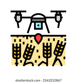 crop monitor drone robot harvests color icon vector. crop monitor drone robot harvests sign. isolated symbol illustration