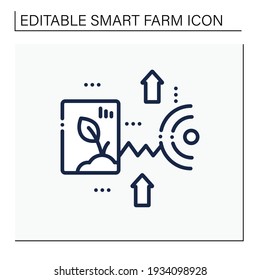 Crop monitoring line icon. Monitoring different fields and crops. Show dynamics of harvest development. Helps to ensure yields. Smart farming concept. Isolated vector illustration. Editable stroke