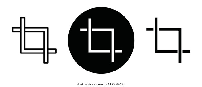 Crop outline icon collection or set. Crop Thin vector line art