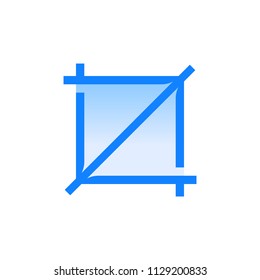 Crop Photo Frame Size Tool Picture vector pictogram. Blue line icon with gradient fill of set Simple Line Filled