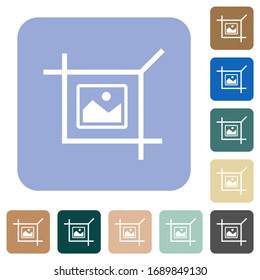 Crop picture white flat icons on color rounded square backgrounds