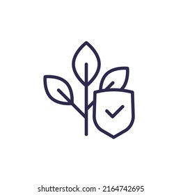 Crop Protection Line Icon With A Plant And Shield