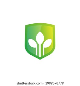 crop protection vector logo with green shield