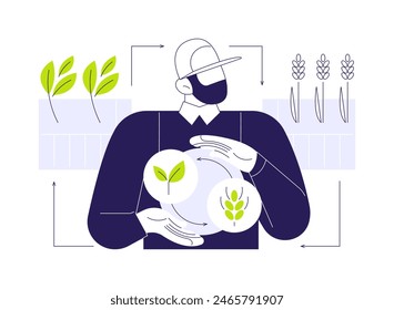 Zuschneiden Rotation abstrakte Konzept Vektorillustration. Farmer wandert über das Feld, Fruchtfolge, Ökologie Industrie, nachhaltige Landwirtschaft, Agrarökologie Arbeiter, Bodenschutz abstrakte Metapher.