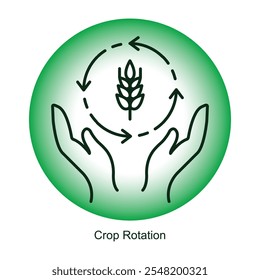 Crop Rotation Icon – A Cycle of Three Crops Representing Rotational Farming
