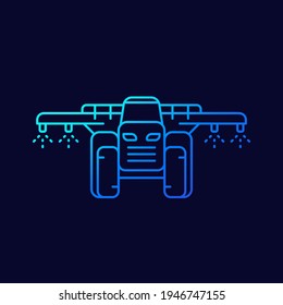 crop sprayer, tractor line vector icon