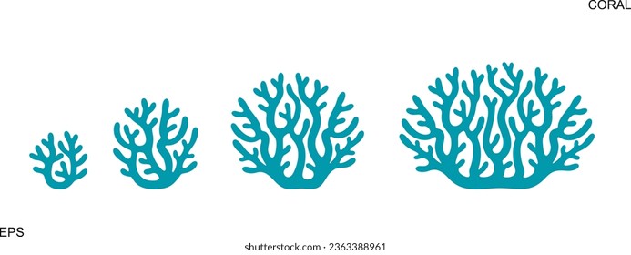 Crop stages of coral. Isolated coral on white background