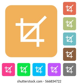 Crop tool flat icons on rounded square vivid color backgrounds.