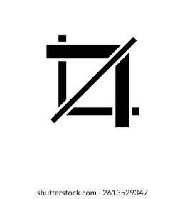 Crop Tool Frame, Cropping Instrument Solid Flat Vector Icon Isolated on White Background.