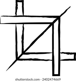 crop tool hand drawn vector illustration