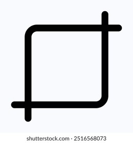 Zuschneidewerkzeug-Symbol, Zuschneiden, Zugeschnittener Vektor, isoliertes lineales Vektorsymbol.