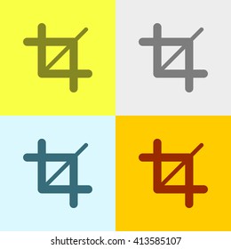 Crop Tool Icon on Four Different Backgrounds. Eps-10.