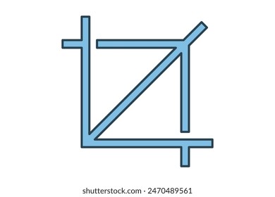 Crop tool icon. icon related to edit tool. suitable for web site, app, user interfaces, printable etc. flat line icon style. simple vector design editable