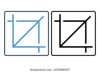 Crop tool icon. icon related to edit tool. suitable for web site, app, user interfaces, printable etc. solid icon style. simple vector design editable