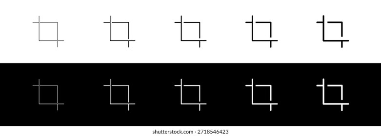 Tool-Symbolsatz zuschneiden Schwarz-Weiß-Umrissvektor
