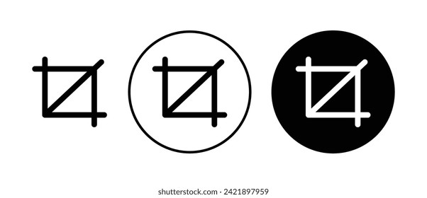 Tool-Symbol-Set zuschneiden. Bildfoto Rotate Digital Image Vector Symbol in einem schwarz gefüllten und umrissenen Stil. Screenshot Editing Einziges Zeichen.