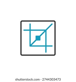 Crop tool icon. Symbol for image editing software, graphic design applications. Modern vector illustration for web and print.