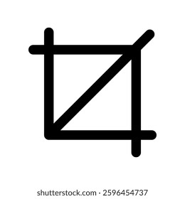 Crop tool icon. Symbol mark in Outline style. Flat vector illustration design.