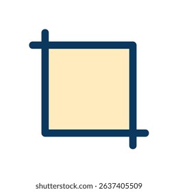 Crop tool icon with yellow square and dark blue outline used in image editing software interface