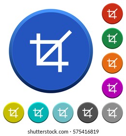 Crop tool round color beveled buttons with smooth surfaces and flat white icons