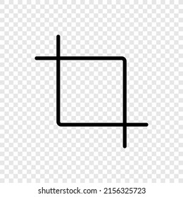 Crop tool simple icon vector. Flat design. Transparent grid.
