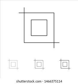 Crop, Tool, Transform Bold and thin black line icon set. Vector Icon Template background