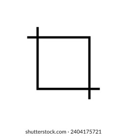 Crop tool vector icon, crop frame