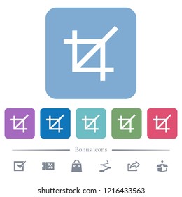 Crop tool white flat icons on color rounded square backgrounds. 6 bonus icons included