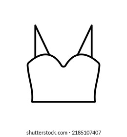 Crop Top Clothes Vector Icon Outline Black EPS 10. Womens Shirt Illustration.... Flat Outline Sign.. Shop Online Concept. Females Item Of Clothing.... Apparel Store Symbol. Isolated On White