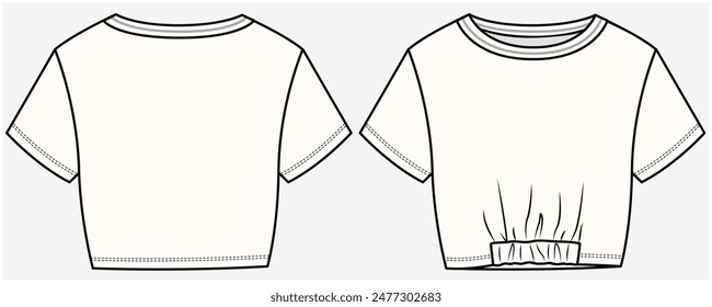 ZUSCHNEIDEN-TOP MIT ELASTISCHEM VORDEREN TAILLENDETAIL FÜR TEENAGER UND KINDERMÄDCHEN IN DER VEKTORGRAFIK 