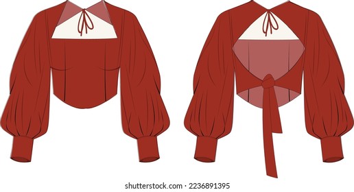 Crop top front and back vector illustration Template