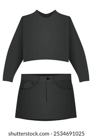 Crop top and mini skirt. vector