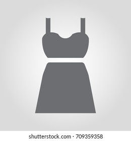 Crop top with straps and skirt vector icon. Woman clothes icon. 
