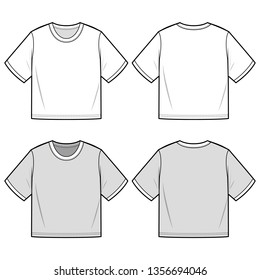 Crop Top Tee Fashion Flat Sketch Stock Vector (Royalty Free) 1356694046 ...