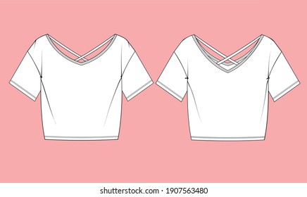 Top-T-Shirt-Vorlagenzeichnung Frauen