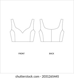 Crop top vector.  Bustier template.  Bra outline vector. 