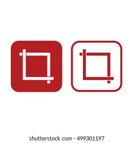 Crop vector icon. Red and white