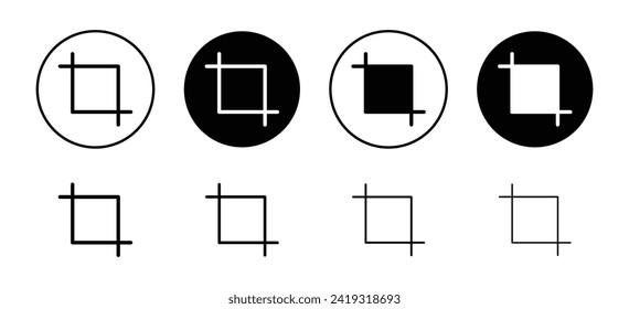 Crop Vektorsymbol Set Collection. Crop Outline flach Symbol.