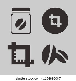 Crop vector icons set. with crop, coffee jar and coffee beans in set