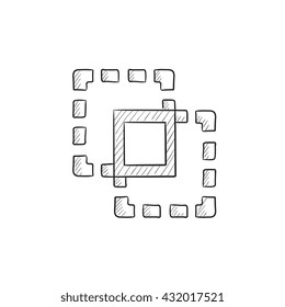 Crop Vektorgrafik Symbol einzeln auf Hintergrund. Handgezeichnete Kultursymbol. Crop Sketch Symbol für Infografik, Website oder App.