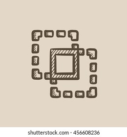 Icono de esbozo de vector de recorte aislado en el fondo. Icono de recorte dibujado a mano. Icono de recorte para infografía, sitio web o aplicación.