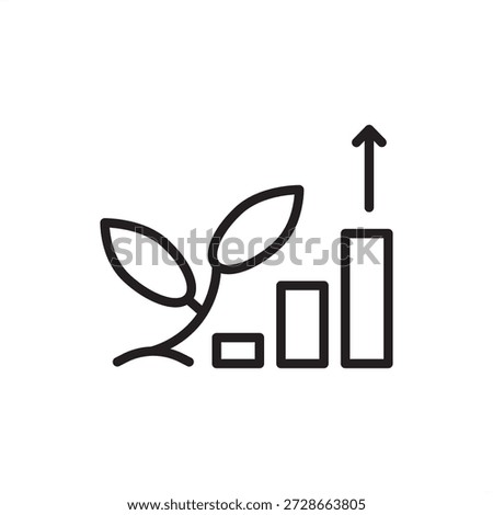 Crop yield graph icon. Agricultural data analytics and harvest growth, representing productivity tracking, farm performance charts, precision agritech analytics, and sustainable yield optimization.