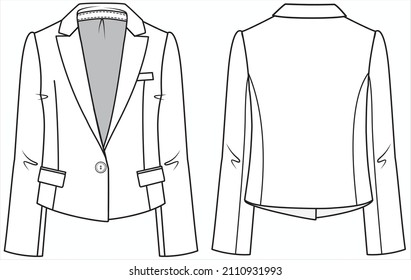 CROPPD BODY NOTCH COLLAR BLAZER ÚNICO DE LACTANCIA PARA MUJERES EMPRESARIAS UTILIZADAS EN ARCHIVO DE VECTOR EDITORIAL